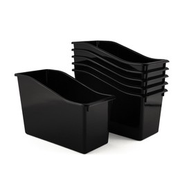 Yujanery 6 Durable Book and Binder Holder, Files Book Bins for Classroom, Plastic Vertical Storage Book Organizer Folder Office Classroom Organization Containers Supplies (Black, 6 Pack)