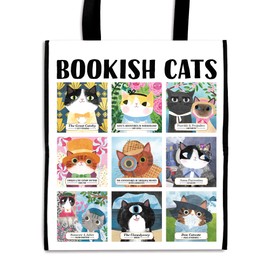 Galison Mudpuppy Bookish Cats Reusable Shopping Bag