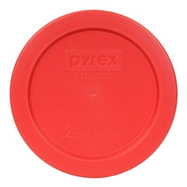 Pyrex 7200-PC 2 Cup Red, Blue, Orange Round Plastic Storage Lid, Made in USA - 3 Pack