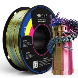 ERYONE Silk Tri-Color Coextrusion PLA Filament,3D Printer 1.75mm,+/-0.03mm, Triple Color Filament 1KG(2.2lbs), Silk Red,Yellow and Blue