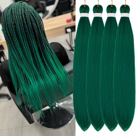 Leticia Braiding Hair Pre Stretched Dark Green Prestretched Braiding Hair Extensions Hypoallergenic|Synthetic|Knotless|ez Braid|Non Toxic|Itch Free