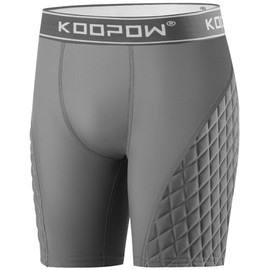 KOOPOW Adult Padded Sliding Shorts Men Slider Shorts Sliding Pads for Baseball, Football, Lacrosse, Hockey, Grey, XX-Large