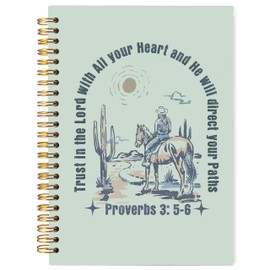 BESERH Vintage Western Christian Notebook, Proverbs 3:5-6 Bible Verse Journal, Christian Gifts for Women Men, Cowboy Gifts, Western Office Supplies, Spiral Notebook 5.5x8.3 with 165 Pages green