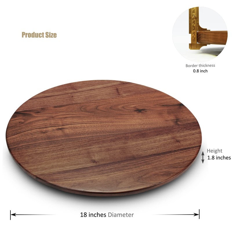 MAGIGO 18 Inches Black Walnut Wood Lazy Susan, Solid Wooden
