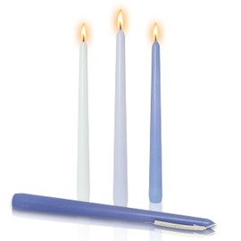 Smokeless Taper Candles Sea Salt Scented10 Inch Candle Sticks Gradient Blue Tapered Candles for Home Decor Holiday Gift