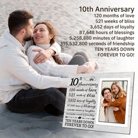10th Anniversary Wedding Gifts for Her Him - 10th Anniversary Picture Frame, Anniversary Marriage Gifts for Couple, Husband or Wife, 10 Year of Marriage, Fits 4x6 Inches Photo