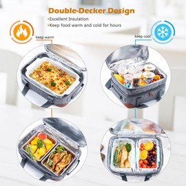 BAGSPRITE Insulated Casserole Carrier for Hot or Cold Food with Heat-resistant Mat, Casserole Dish Carrier Insulated Food Carrier, Hot Food Carrier, Foil Pan Carrier Fits 9"" x 13"" Baking Dish, Grey