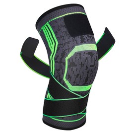 Yasdyri Knee Support Compression Knee Support with Adjustable Shoulder Strap for Men and Women for Meniscus Tear, Arthritis, ACL, Weightlifting, Basketball, Sports, 1 Piece (Green, M)