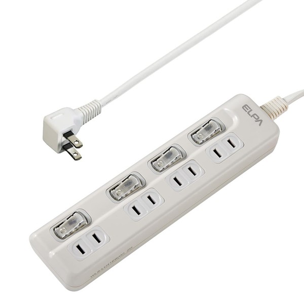 ELPA WLS-LU41EB(W) Switch Tap Extension Cord Outlet LED Top Plug
