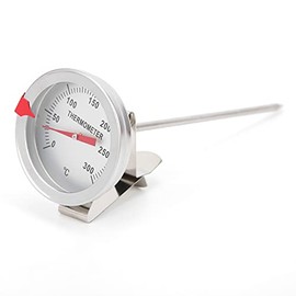 Termómetro de Cocina para Aceite y Carne de Acero Inoxidable, Rango 50C a 300C, Dial 5 cm y Sonda 15 cm, Ideal para Freír, Parrilla y Alimentos,...   