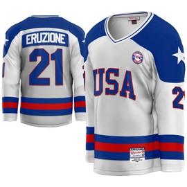 UNLC Hockey Jersey of USA 1980 Olympic Team Ice Hockey Jerseys Stitched Letters and Numbers White Large