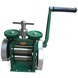 LIAPDG 83MM Advanced Carbon Steel Roller Jewelry Rolling Mill, Green Manual DIV Wire Flat Tools Equipments Combination Metal Rolling Mill for Jewelry Smooth Press Machine with Flake & Round Wire