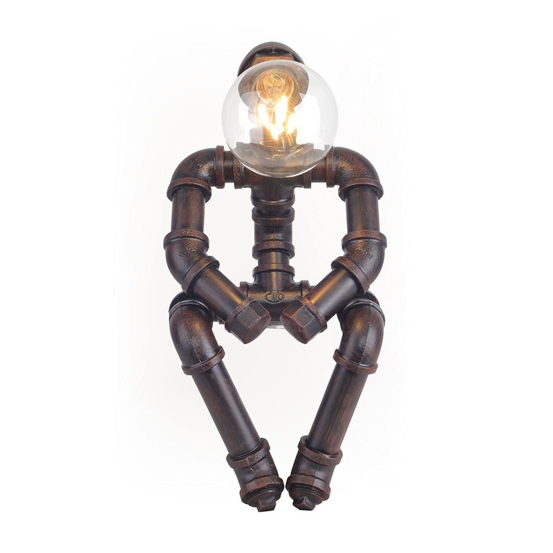 EFINEHOME Water Pipe Table Lamp Robot Style- Retro Industrial Table