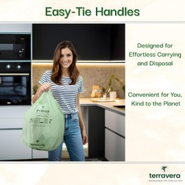 13 Gallon Compostable Trash Bags - Handle Tie | Extra Thick 1 mil|BPI & OK Home Certified ASTM D6400 Standards | Food Scraps, Kitchen Trash, Home & Yard Waste Bags | 30 Count compost bags