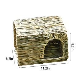 WUWEOT 2 Pack Large Grass Bunny House, Foldable Rabbit Hut, Play Hideaway Bed Hay Mat Chew Toy for Rabbit, Guinea Pigs, Gerbils, Hamster and Small Animals, 11"x8"x8"