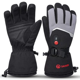 SAVIOR HEAT Rechargeable Heated Gloves with 3 Heating Levels - Electric Ski Gloves, Touchscreen, Waterproof for Men Women (L)