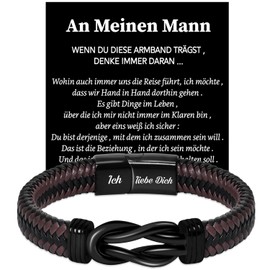 Coldbling I Love You Gifts for Men – Bracelet Valentine's Day Anniversary Gift for Him, Christmas Wedding Anniversary Birthday Love Gift for Him Boyfriend Man Leather Bracelet, Stainless Steel Faux