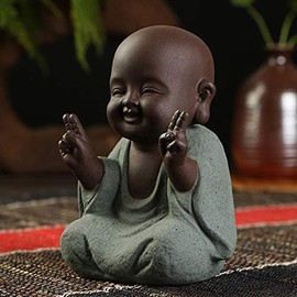 Small Sweet Buddha Statue, Monk Figurine, Creative Baby, Handcrafted, Dolls, Ornament, Gift, Classic, Chinese, Delicate Ceramic, Art and Crafts, Tea Accessory