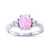DoubleAccent Sterling Silver Oval Simulated Pink Opal Engagement Ring 8mm