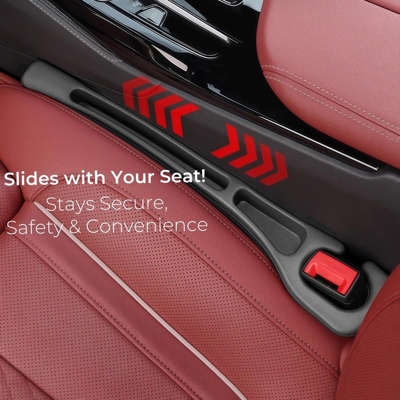 Car Seat Gap Filler 2 Pack, Dual-Slot Gap Plug No-Drop