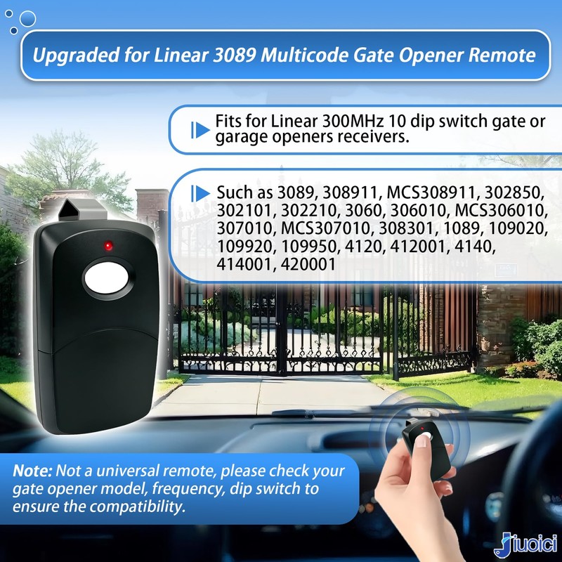 Upgraded 3089 Multicode Gate Opener Remote Control, Linear Garage Door