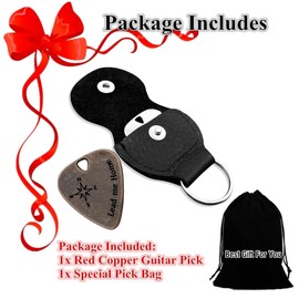 JUPPE Birthday Gifts For Boyfriend or Girlfriend, Bronze Copper Lead Me Home Guitar Pick and Bass Pick With Leather Case Music Gifts For Him or Her (Lead me home)