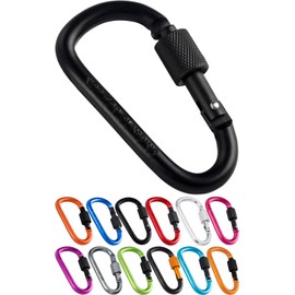 SasuGadget Lock Carabiner, Small Lightweight Keychain for Outdoor Camping Fishing Worksite Pouch Key Ring, Black
