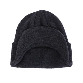Magracy Unisex Men's Warm Visor Beanie Outdoor Double Knit Hat with Peak Winter Hat, gray