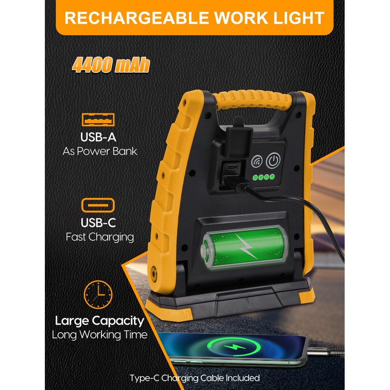 Adiding Rechargeable LED Work Light 4400mAh - Portable Flood Light