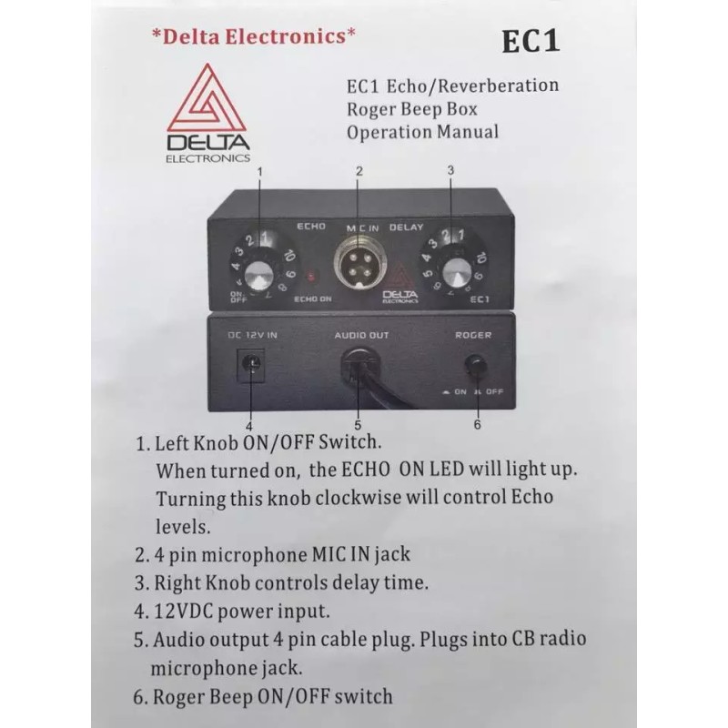 Delta 4 pin Galaxy Delta EC1 DYNAMIC MIC AMPLIFIER ECHO