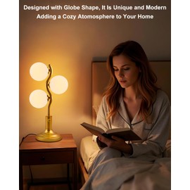 Lightdot Mid Century Globe Table Lamp Dimmable Modern 3 Lights Gold Desk Lamp 3000K Warmwhite Beside Table Lamp for Bedroom Living Room Study Room(G9 Bulbs Included)