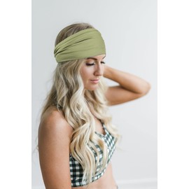 GiLi 2 Pack Wide Headbands for Women Boho African Knotted Non Slip Fashion Hair Bands Yoga Running Sports Workout Gym Head Wraps Elastic Soft Cotton Cloth Turbans Bandana for Girls(Green, Pink)