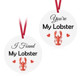 Lobster Lover Gift Christmas Ornament Couple Gift for Him Her Boyfriend Gift Anniversary Ceramic Ornament for Couple Wedding Engagement Gift for Husband Wife Boyfriend Valentines Gift from Girlfriend