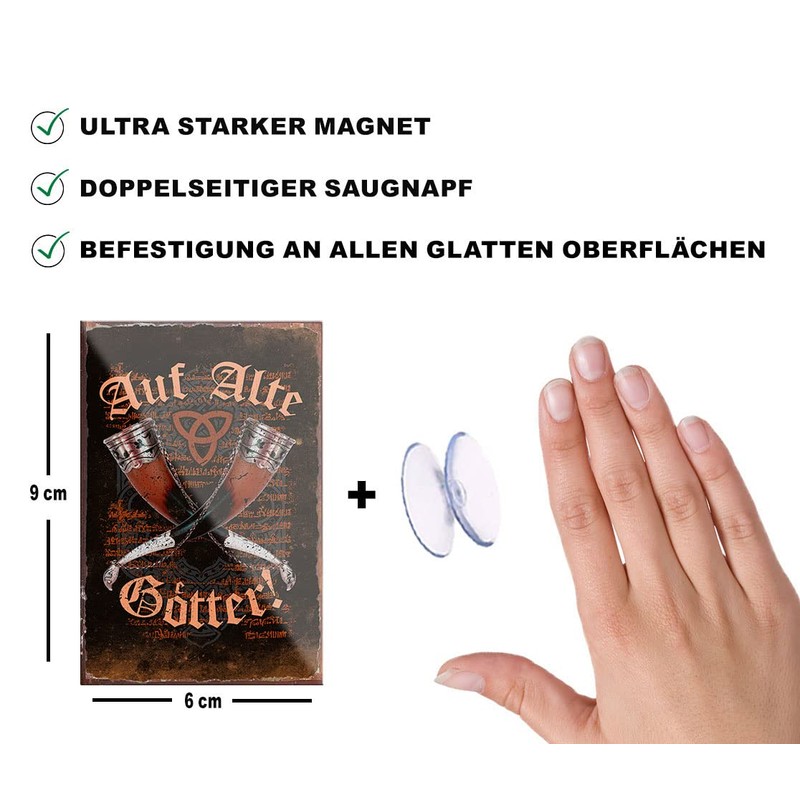 schilderkreis24 Funny Saying "Auf alte Götter" Viking Decorative Fridge Magnet
