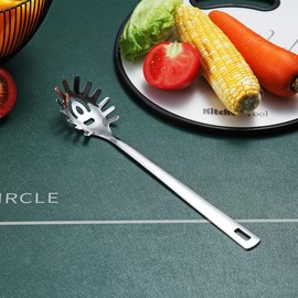 Spaghetti Spoon, Berglander Pasta Server, Stainless Steel Pasta Spoon, Pasta Fork, Noddle Fork, Heat Resistant, Dishwasher Safe, Easy to Clean