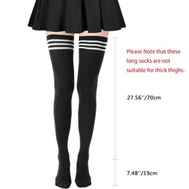 DRESHOW 6 Pairs Extra Long High Thigh Socks Striped Over Knee Thin Tights Long Stocking for Women Leg Warmer