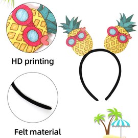 HIPIHOM 6Pcs Hawaiian Party Headbands Tropical Head Boppers Flamingo Palm Tree Pineapple Luau Party Headbands Decorations