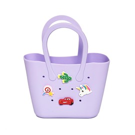 Aimery Mini Rubber Tote Bag for girls/Small Rubber Beach Bag for kids (purple, mini)