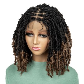 sedittyhair Braided Wigs for Black Women Synthetic Lace Front Braided Wigs Knotless Box Faux Locs Wig Dreadlock Braided Wigs 14" Short Braid Braiding Hair Wigs (1B/27 Color)