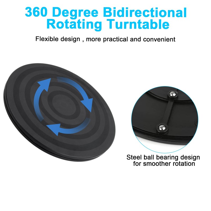 Black 20 cm Turntable, 360° Rotating Turntable, Plastic, Multi-Purpose Rotating