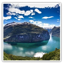 Square Stickers (Pack of 2) 10cm - Geirangerfjord Norway Landscape Laptop Tablet Luggage Scrapbook #13080