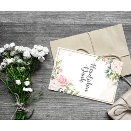 6 Premium Thank You Cards (Folding Cards) with 6 White Envelopes, Thank You, Cards, Thank You Cards, Wedding, Birth, Baby, Christening, Farewell, Birthday, Anniversary, Flowers Motif