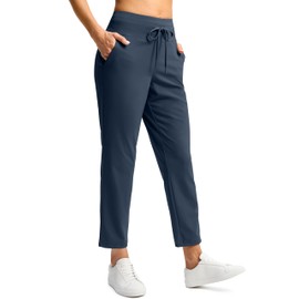 G Gradual Pants for Women High Waisted Golf Pants 2 Deep Pockets 7/8 Ankle Sweatpants for Athletic Travel Dressy Casual, Navy, Medium