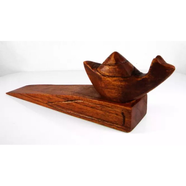 AC8070 HANDCRAFTED WOODEN BALINESE DOOR STOP SNAIL 2.2"W X 6.2"