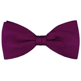 TigerTie - Men's Plain Silk Bow Tie with Fine Dot Texture - 100% Silk Bow Tie, Ideal for Wedding, Party, Business, Evening Wear and Festive Occasions, Purple Dark Purple