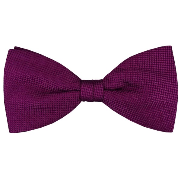 TigerTie - Men's Plain Silk Bow Tie with Fine Dot