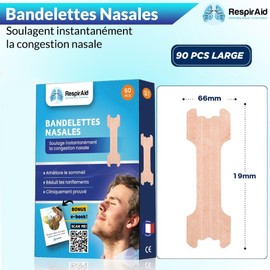 RespirAid Nasenband, 60 Stück, Größe L, bessere Atmung und Reduzierung von Schnarchen, lindert verstopfte Nase, verbessert den Schlaf und reduziert Schnarchen, hautfarben