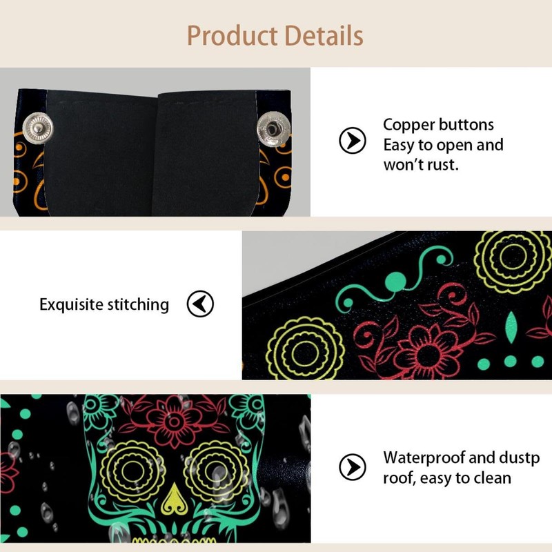 2 Pack Tissue Box Cover Holder, Floral Skull Head Rectangle
