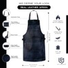 LeatherShire Black Wax Full Grain Leather Bib Apron Butcher Apron