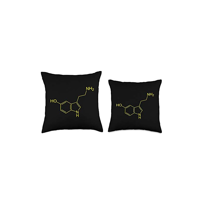 Serotonin Molecule Throw Pillow, 18x18, Multicolor
